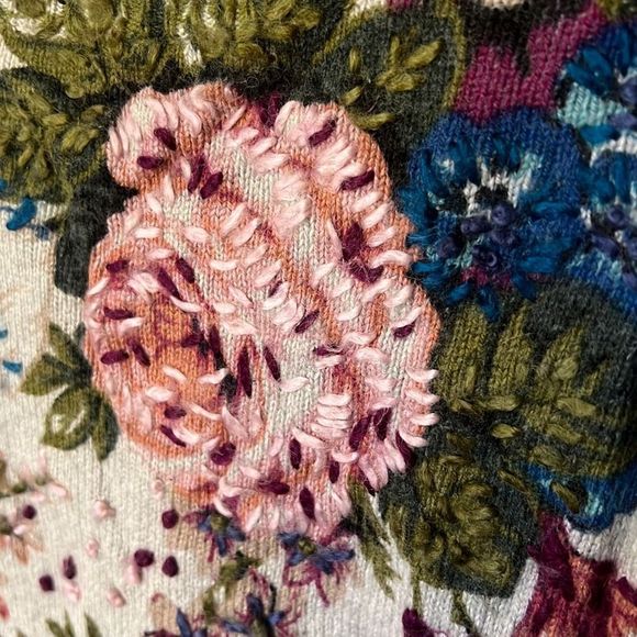 Anthropologie Angel Of The North Embroidered Floral Sweater - Picture 5 of 8